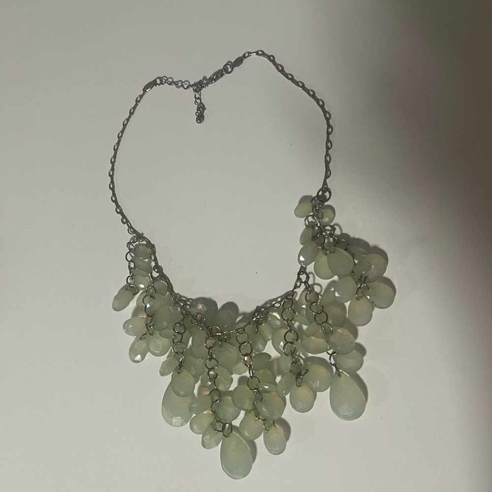 Statement Light Green Teardrop Bib Necklace VINTAGE y2k